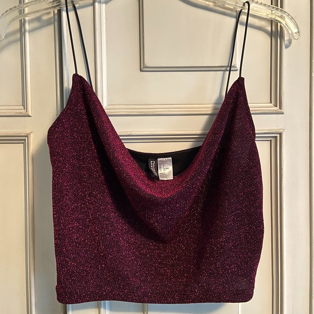 H&M Maroon Sequined Crop Top